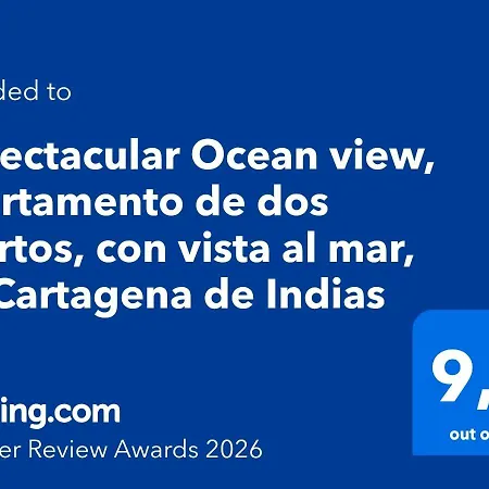 Espectacular Ocean View, De Dos Cuartos, Con Vista Al Mar, En De Indias Cartagena